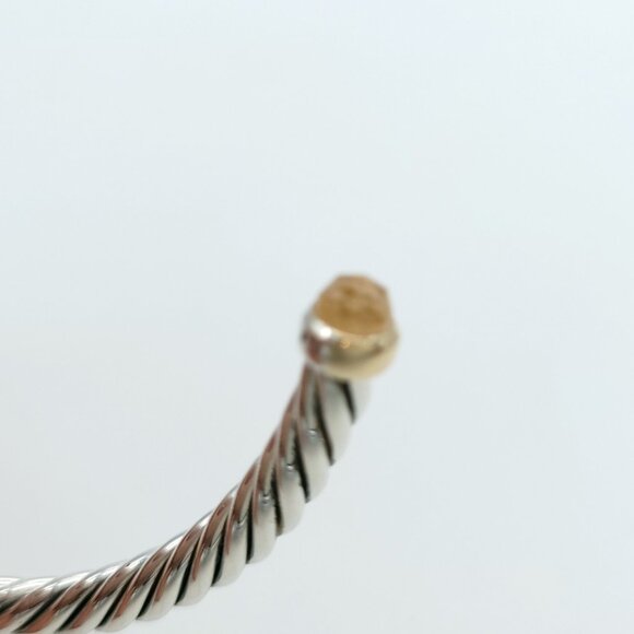 David Yurman Sterling Silver & 14k Gold 4mm Flex Morganite Cable Bracelet 7inch - Picture 6 of 9